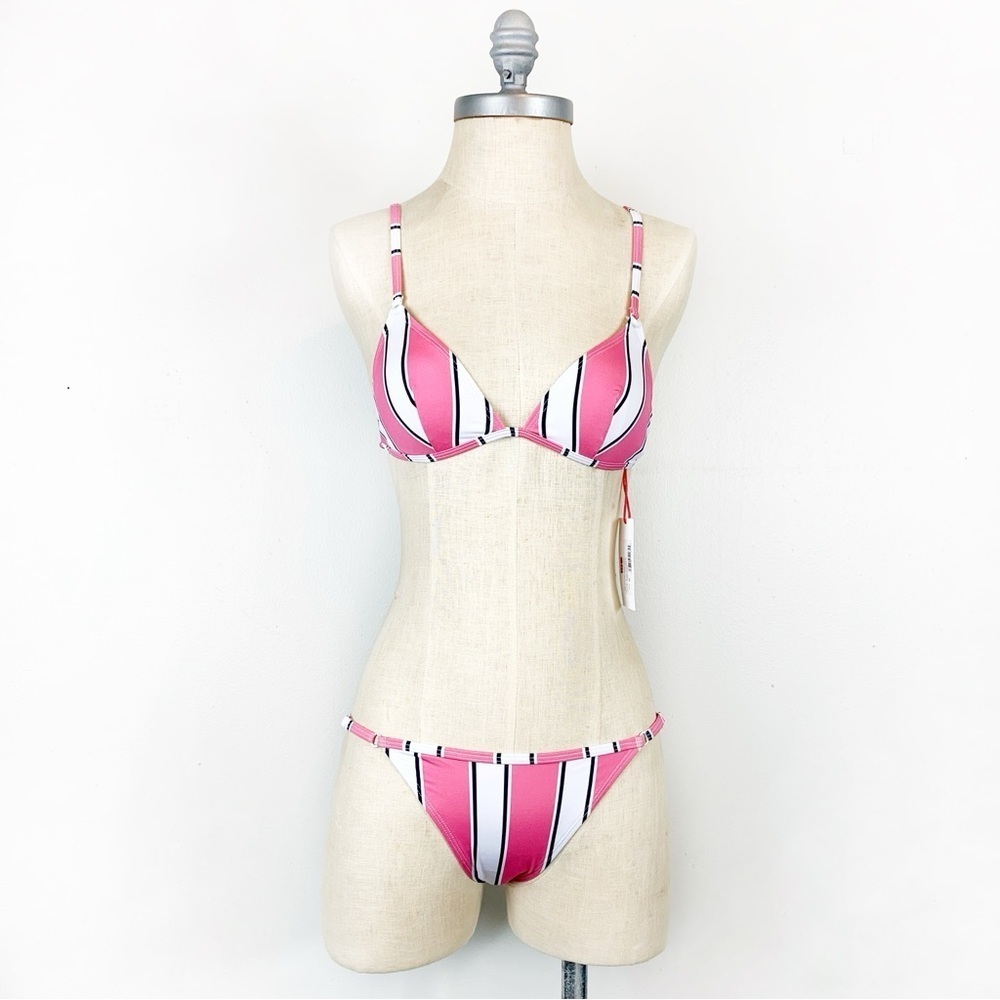 SOLID & STRIPED Pink and White Striped Bikini